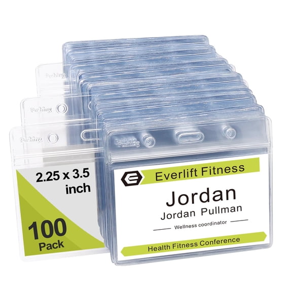 Portatarjetas de identificación con estampado horizontal de plástico transparente, 100 unidades