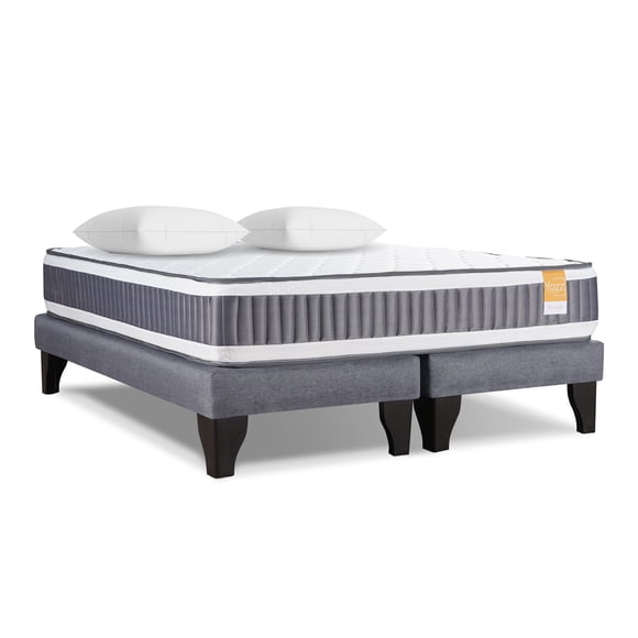 Combo Cama 2 Plazas River Yazz + Sábanas 200 hilos + Almohadas