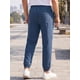 thumbnail image 3 of INSPIRE CHIC Pantalones Joggers de Lino a Rayas con Cintura Elástica y Cordón Ajustable para Hombre, Ligeros y Casuales, Talla L, Azul, 3 of 5