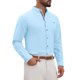 thumbnail image 4 of INSPIRE CHIC Estilo Camisa de Negocios de Lino de Color Sólido con Cuello Mao y Mangas Largas para Hombre L Azul Claro, 4 of 6