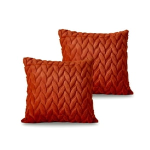 Genérico - Pack De 2 Fundas De Cojines Diseño Espiga 45Cm X 45 Cm Anaranjado