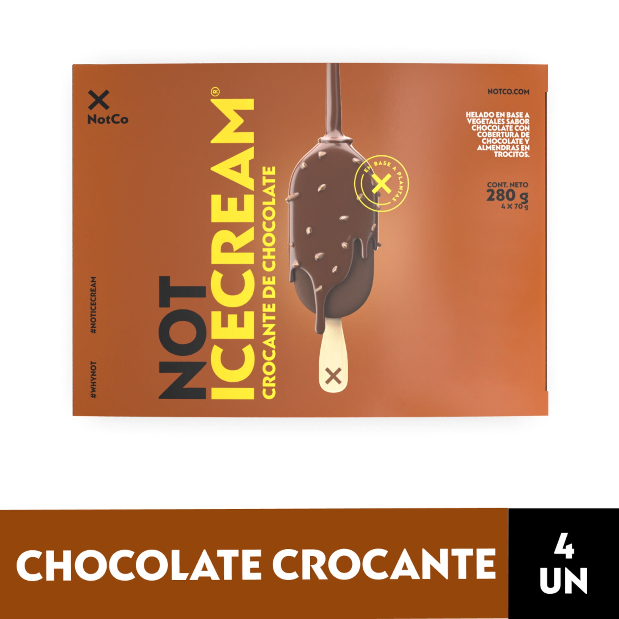 Helado Vegetal Noticecream Paleta Crocante De Chocolate 280 gr NotCo