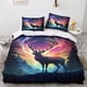 thumbnail image 2 of Funda nórdica de ciervo para niños, ropa de cama 3D de animales salvajes, funda de edredón para niñas, niños y adolescentes con almohada, 3 piezas de microfibra suave con Z, 2 of 3