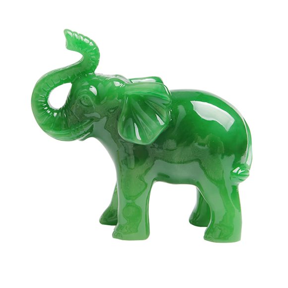 Estatua Acxico Elefante de la Suerte Feng Shui Verde Jade 11 cm