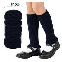 Genérico - Pack 3 Polainas De Lana Para Niñas - Azul Clásico - Talle Único