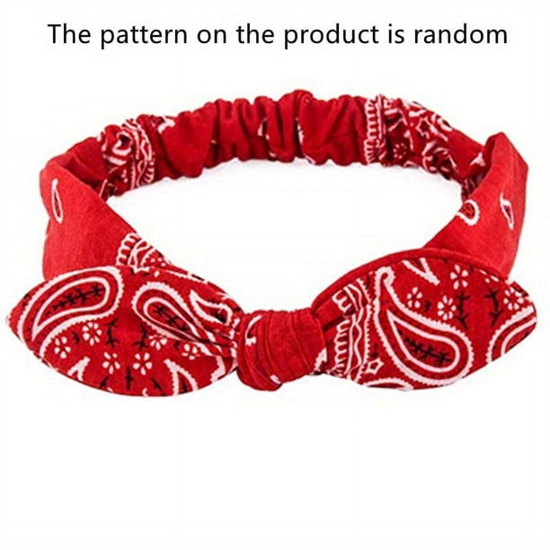 Boho Paisley Headband - Soft and Stretchy Elastic Hair Accessory with Vintage Bowknot