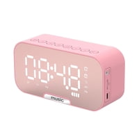 Importclick - Radio Reloj Despertador Digital Parlante Bluetooth Y Espejo Rosa