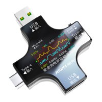 Magideal - Detector Amperímetro De Voltaje Y Amperios, Medidor De Potencia Usb Portátil, Comprobador De 5 A, Cable Usb Negro Estilo A