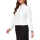 thumbnail image 4 of INSPIRE CHIC Blazer de Negocios Casual para Mujeres Clásico Botón Cálido Cuello Alto Manga Larga Traje Ajustado Chaqueta XS Crema Blanco, 4 of 6