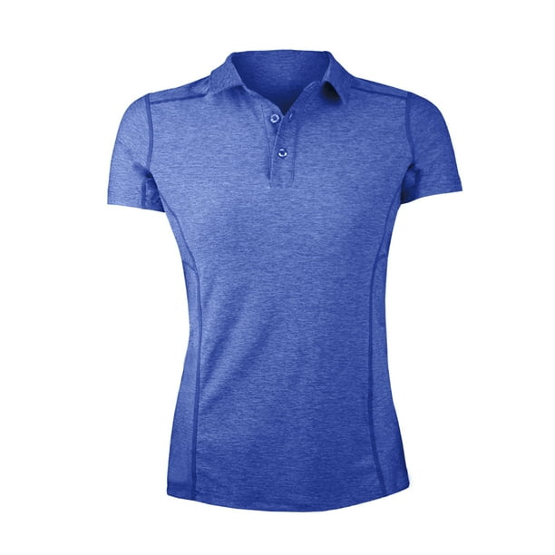 Polera Dry Fit Con Cuello Manga Corta Jaspeada Mujer