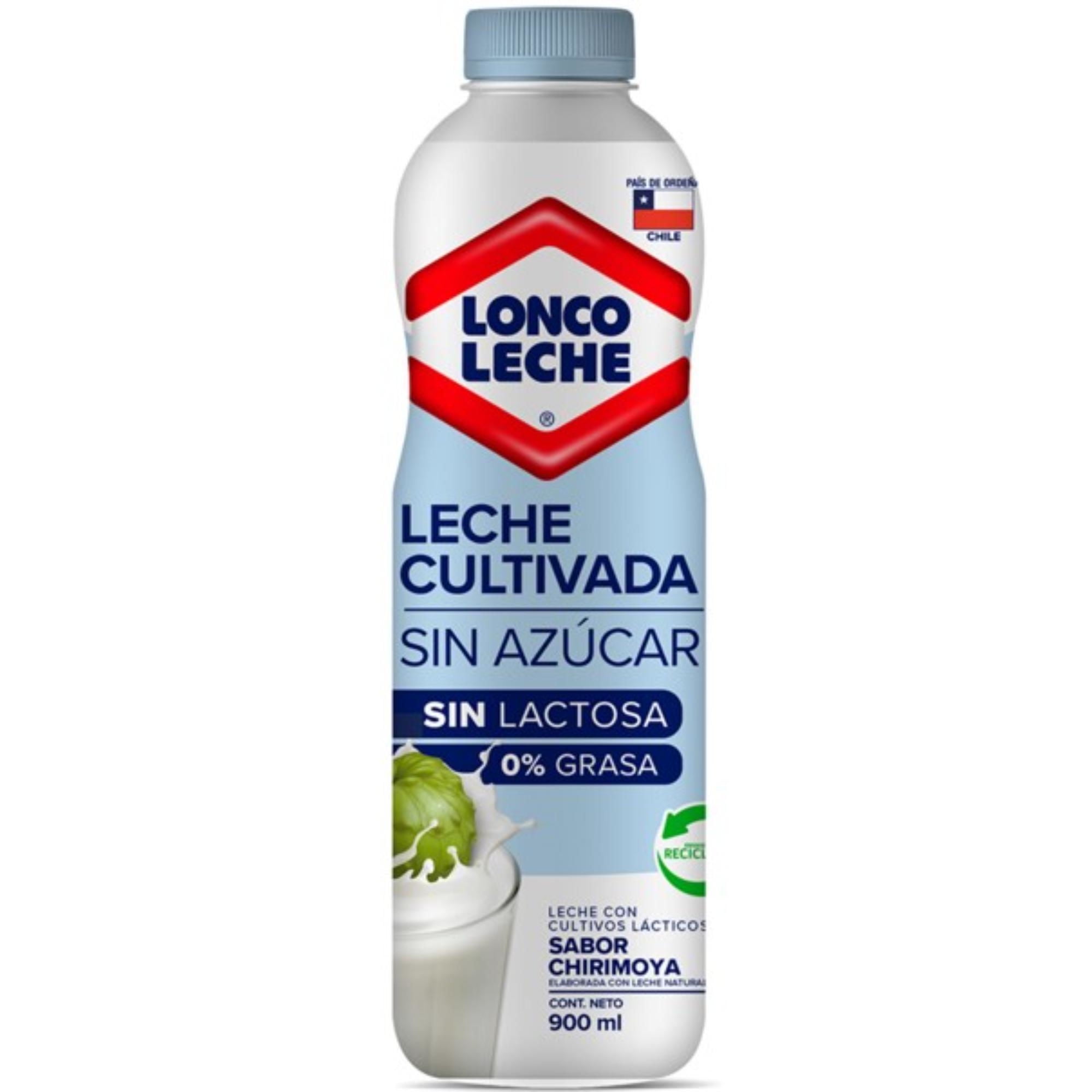 Leche Cultivada Sin Azúcar Sabor Chirimoya Botella 900 g Loncoleche