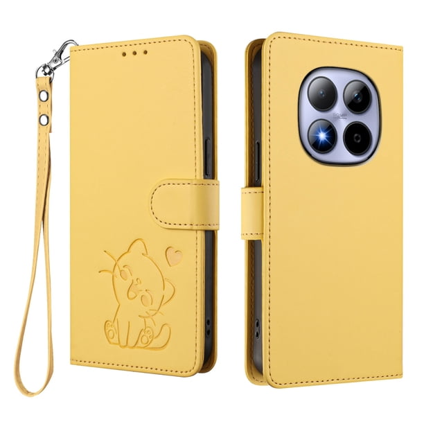 Funda Volteable tipo Billetera con Correa para Xiaomi POCO M8 Pro 5G, Amarillo