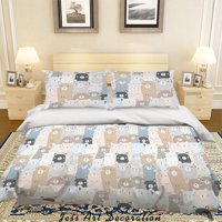 Milsleep - 3D Dibujos Animados De Animales Oso Patrón Funda De Edredón Set De Ropa De Cama Set Funda Nórdica