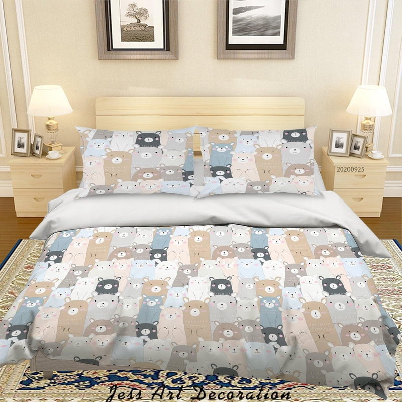 Milsleep - 3d Dibujos Animados De Animales Oso Patrón Funda De Edredón Set De Ropa De Cama Set Funda Nórdica