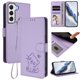 thumbnail image 2 of Funda Billetera con Relieve de Gato para Samsung Galaxy S22 5G, Lila Claro, 2 of 6