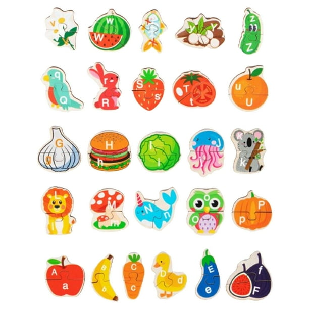 Rompecabezas Abc de madera para niños, juguete de reconocimiento de Color, tablero de Aprendizaje Temprano, juguete educativo Montessori, rompecabezas