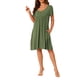 thumbnail image 4 of Vestido de Dormir para Mujer INSPIRE CHIC Cuello en V Manga Corta con Abertura Lateral y Ribete en Contraste para Primavera Verano S Verde Militar, 4 of 6
