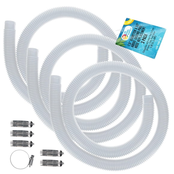 Manguera para piscina U.S. Pool Supply de 3.8 cm x 150 cm, paquete de 3, blanca