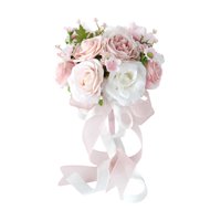 Magideal - Bouquet Nupcial Decoración De Flores De Mano Nupcial Adorno Romántico Lanzamiento Flores De Rosas Para El Día De San Valentín Festival Al Aire Libre Rosa Blanco