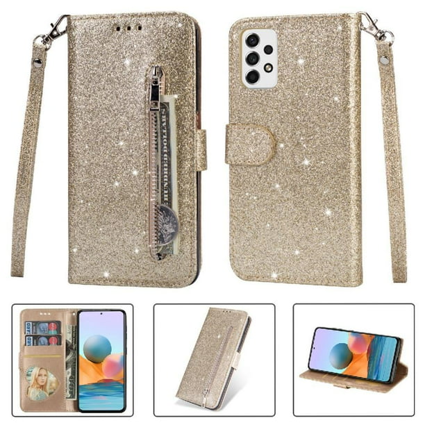 Funda para FOXDOCK Elegante funda Samsung Galaxy A33 5G Glitter con cremallera-Ideal para el uso diario