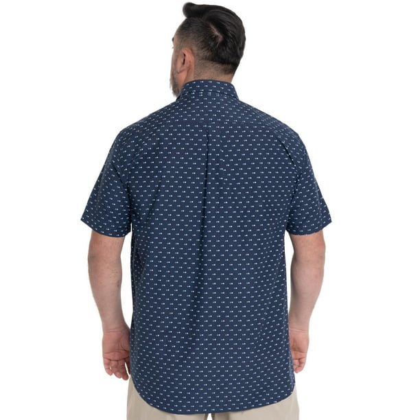 Camisa Hombre Manga Corta Fantasía Estampada Cuello Semi Italiano