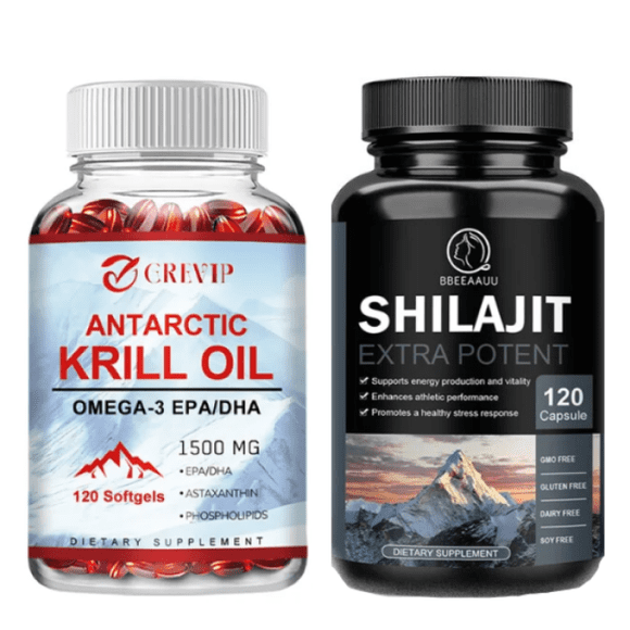 Shilajit Extracto Puro Del Himalaya + Krill Oil Omega 3 Astaxantina