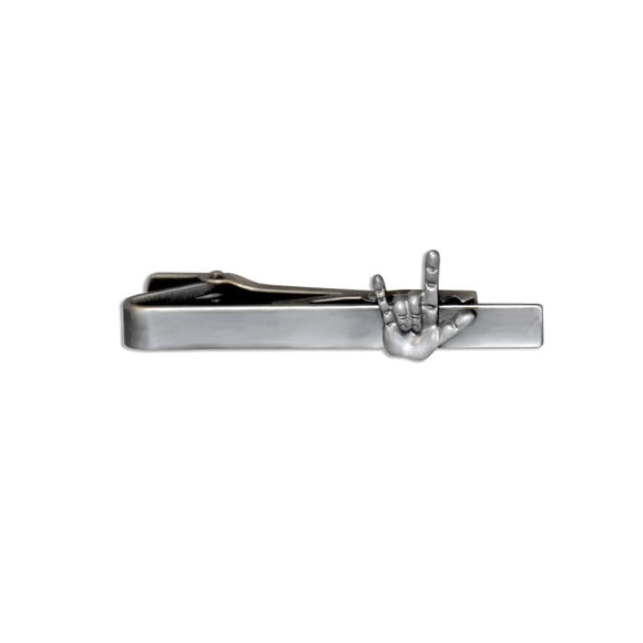 Tieclip Fan Frenzy Gifts «I Love You», lenguaje de señas, plata envejecida