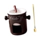 thumbnail image 3 of Taza de fondue con tenedor y cuchara, olla de cerámica para derretir chocolate, olla caliente para dulces de 280 ml para la cocina del hogar, la cena marrón, 3 of 5