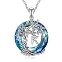 Collar Heshpaws Tree Of Life Con Inicial A-Z Azul