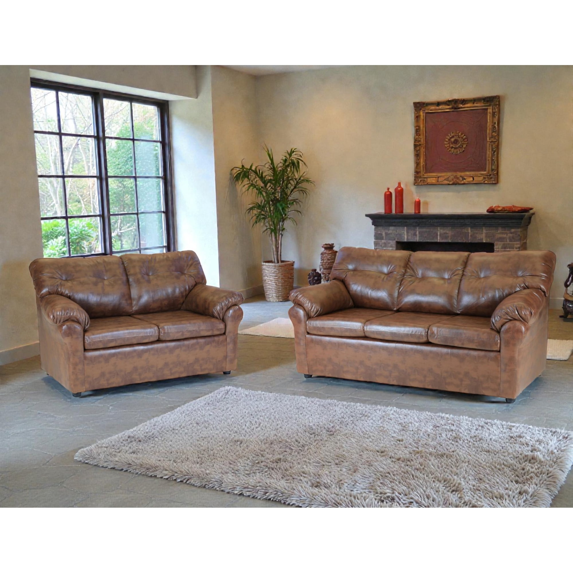 Muebles Altiro - Living Mateo 32 - Cuero Sintético Pu Caramelo