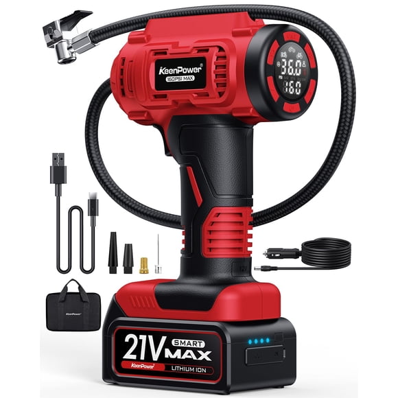 Compresor de aire portátil, inflador de neumáticos inalámbrico KeenPower, 160 psi