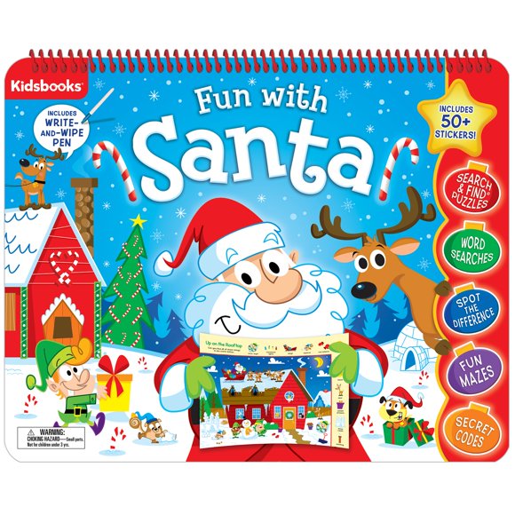 Libro de actividades para niños Kidsbooks: Diversión con Santa, borrable