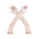 thumbnail image 1 of INSPIRE CHIC Mangas largas de encaje para mujer, sin dedos, con pliegues, lazo y lunares para fiesta vintage, cosplay y baile, blanco1, 1 of 6