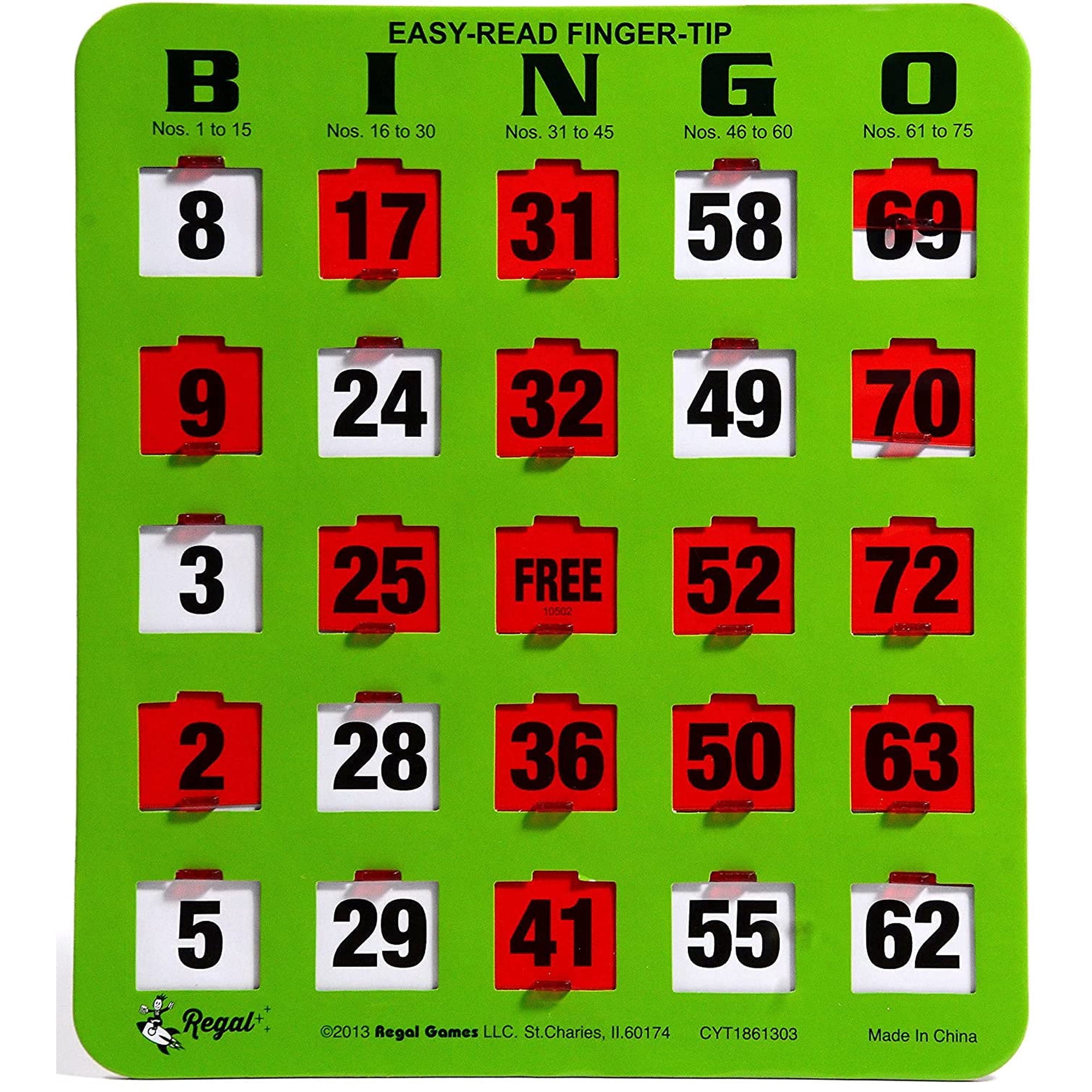 Regal Games - Bingo Cards Regal Bingo Slider, 8 X 9 Pulgadas, Paquete De 25 Unidades, Color Verde