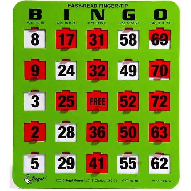 Bingo Cards Regal Bingo Slider, 8 x 9 pulgadas, paquete de 25 unidades, color verde