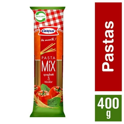 Fideo Pasta Mix Spaghetti N°5 Tricolor Bolsa 400 G Carozzi