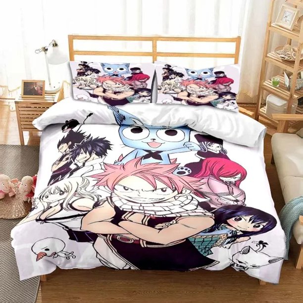 Fairy Tail Bedding Set Bed Three-piece Set Duvet Cover Bed Size Duvet Cover Set Adult Kid's Bedroom Bed Sheets
