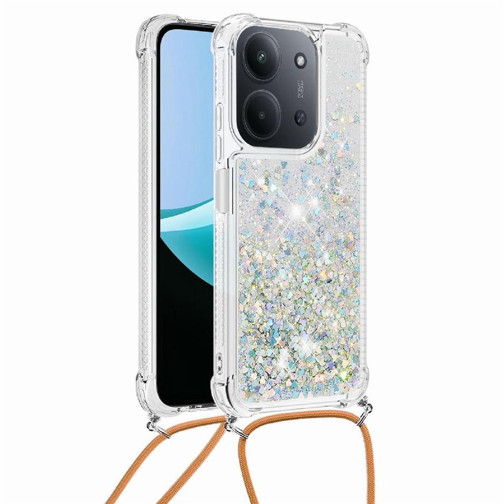 Funda Foxdock Para Xiaomi Redmi 15c Con Cuerda Ajustable, Brillo Líquido, Protección Antigolpes Y Lente – Ideal Para Regalo