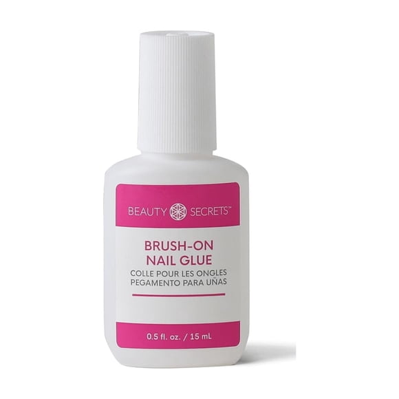 Pegamento para uñas Beauty Secrets Brush-On, frasco que no se tapa, secado rápido