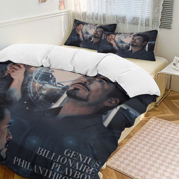 Robert Downey Jr Family Bed 3 Piece Set Personalized Bedding Decor for Kids And Teens Anime Student Dormitory Cover
