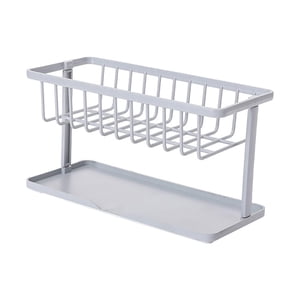 Bothyi - Soporte Para Esponja De Cocina, Escurridor Largo Con Bandeja De Drenaje Para Encimera, Gris