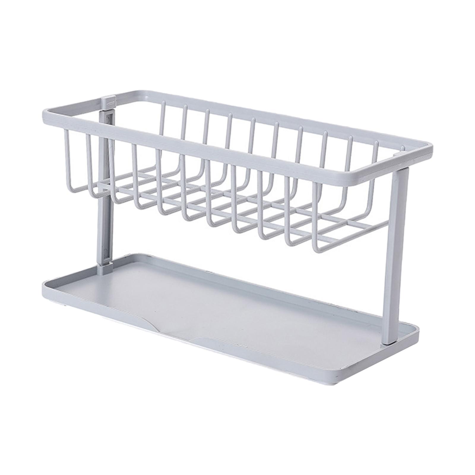 Bothyi - Soporte Para Esponja De Cocina, Escurridor Largo Con Bandeja De Drenaje Para Encimera, Gris