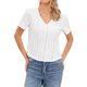 thumbnail image 1 of INSPIRE CHIC Tops de Punto para Mujeres Textura Escote en V Mangas Cortas Blusa Casual XS Blanco, 1 of 6
