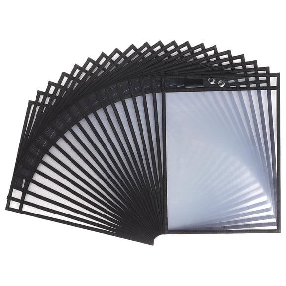 Bolsillos de borrado en seco Tamaki pack de 20 con anillos - negro