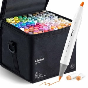 Ohuhu 104 Marcadores De Alcohol + 1 Blender Pincel&Biselada