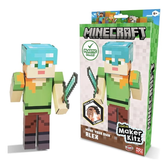 Minecraft Alex Figura Armable Cartón Kit Original Niños