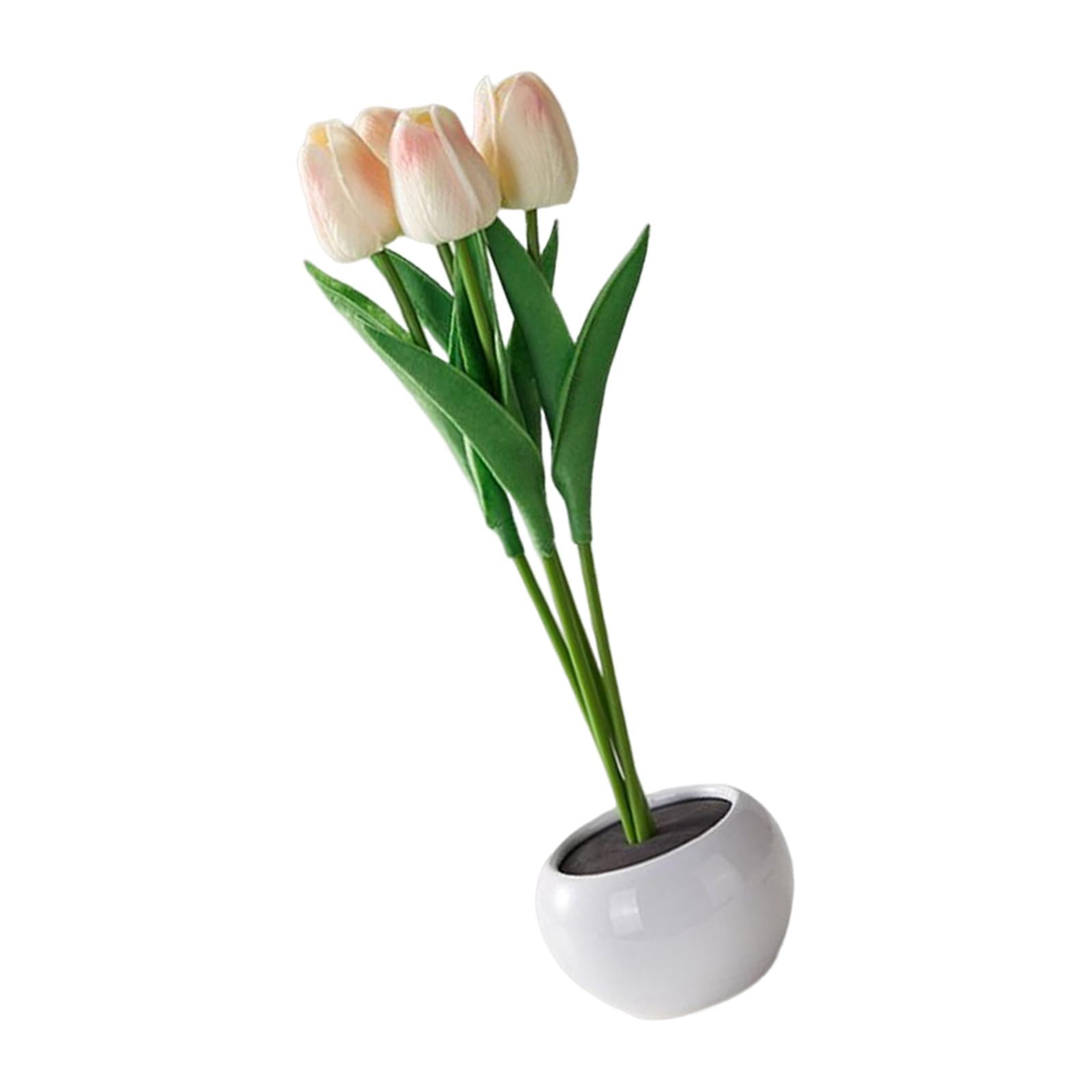 Magideal - Bonitos Tulipanes, Flores Artificiales Con Lámpara Led, Artesanía, Brillo Duradero Para Dormitorio, Cabecera, Hogar, Cumpleaños, Decoración De Rosado