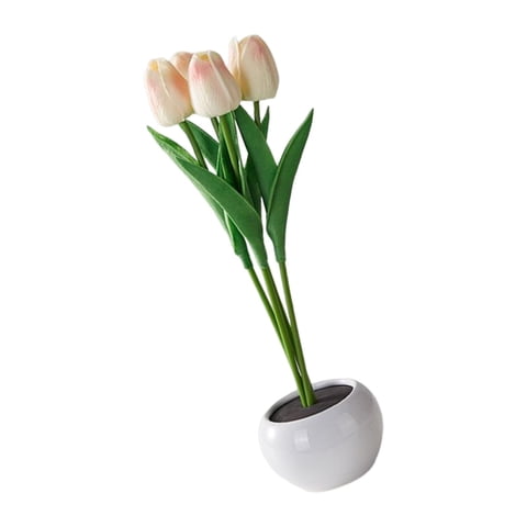 Magideal - Bonitos Tulipanes, Flores Artificiales Con Lámpara Led, Artesanía, Brillo Duradero Para Dormitorio, Cabecera, Hogar, Cumpleaños, Decoración De Rosado