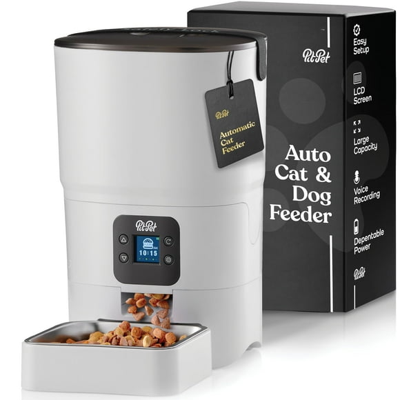 Comedero automático para gatos Pitpet 6L con pantalla LCD y grabadora de voz