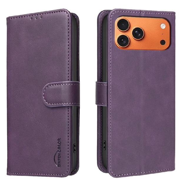 Funda Billetera para iPhone 17 Pro Protección RFID y Soporte Ajustable Morado